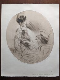 La dame au chien (two impressions, one avant la lettre and one avec la lettre) by Jacques Villon at Sylvan Cole Gallery