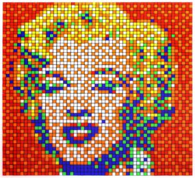 Rubik Shot Red Marilyn by Invader at Addicted Art Gallery