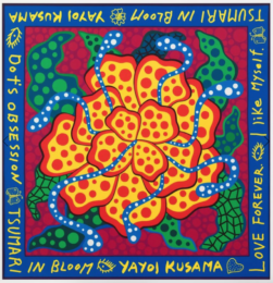 Tsumari in Bloom Wrapping Cloth by Yayoi Kusama at Vogtle Contemporary