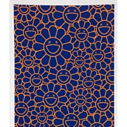 August Joy Silkscreen (Orange Blue Flowers) by Takashi Murakami at Dovehouse Contemporary