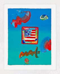 Flag with Heart (unique mixed media on paper), 2009 by Peter Max at GallArt.com