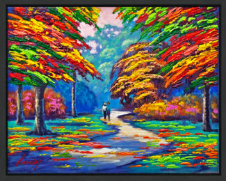 Moment in the Park (framed original painting on canvas), 2016 by Janos Kardos at GallArt.com