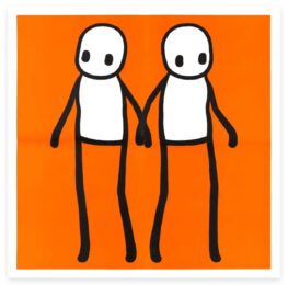 Stik Holding Hands Hackney Today – Orange by STIK at Clifton Gallery