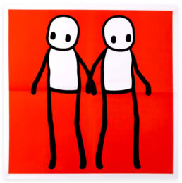 Stik Holding Hands Hackney Today – Red by STIK at Clifton Gallery