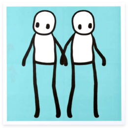 Stik Holding Hands Hackney Today – Teal by STIK at Clifton Gallery