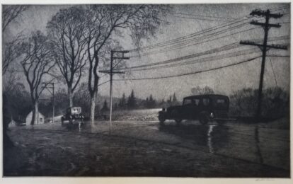 Wet Night, Route 6 by Martin Lewis at Catherine Burns Fine Art