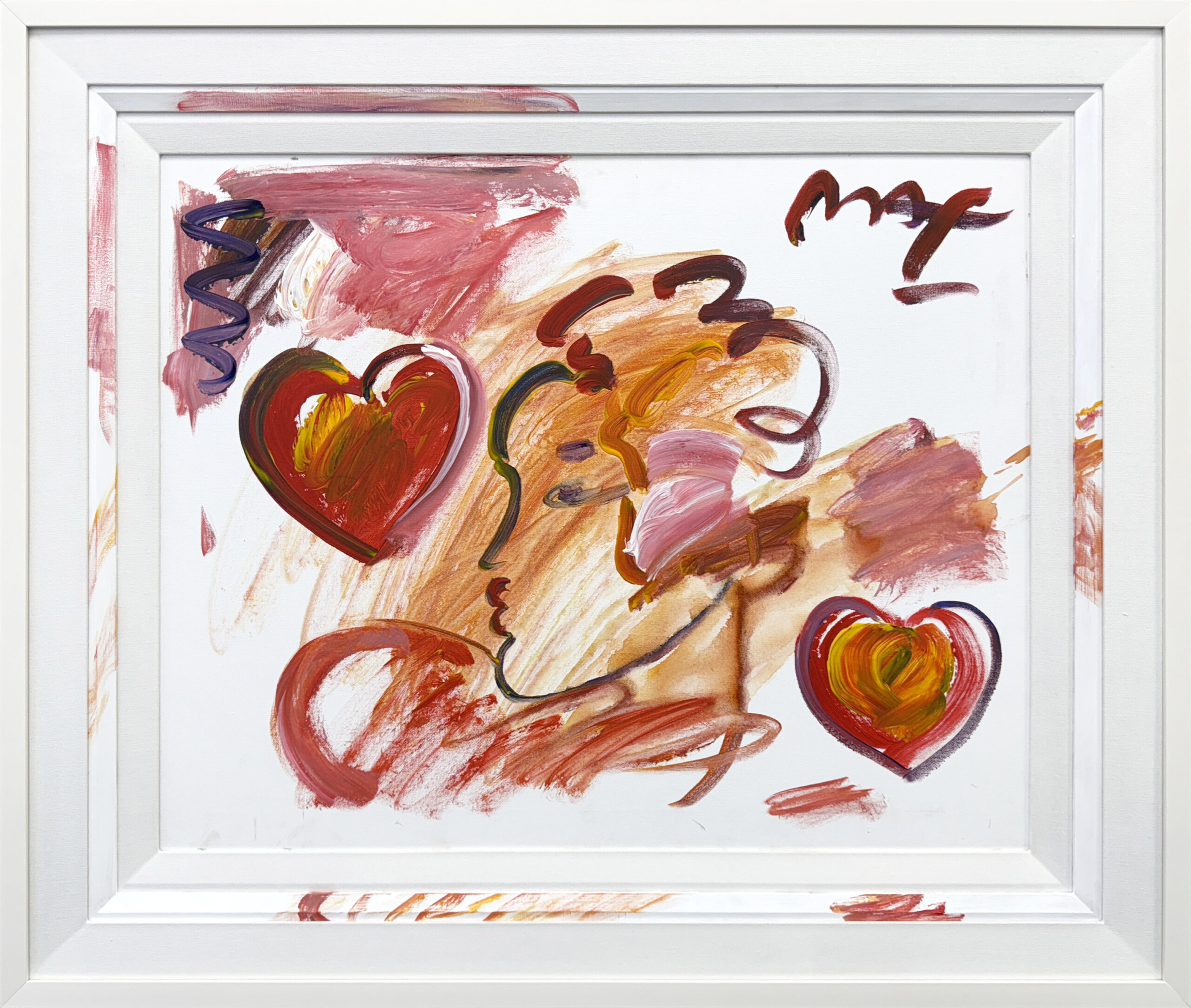 Profile with Red Hearts (original painting on canvas) by Peter Max