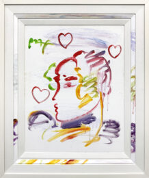 Profile with Three Hearts (original painting on canvas) by Peter Max at GallArt.com