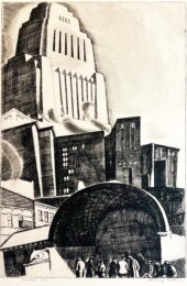 Downtown, New York by Howard Cook at Catherine Burns Fine Art