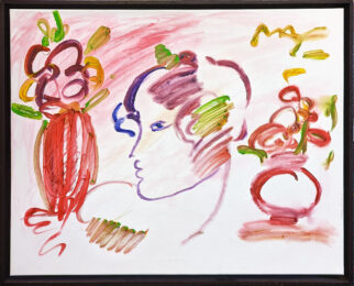Profile with Flower Vase (original painting on canvas) by Peter Max at GallArt.com