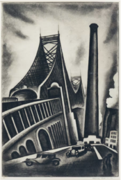 Queensboro Bridge, New York by Howard Cook at Catherine Burns Fine Art