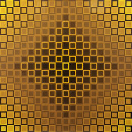 Alom-I Yellow/Yellow (large hand signed BASF Luran mounted on aluminum) by Victor Vasarely at GallArt.com