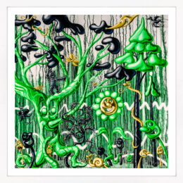 Furungle (Green), large framed archival print with diamond dust by Kenny Scharf at GallArt.com
