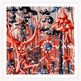 Furungle (Red), large framed archival print with diamond dust by Kenny Scharf at GallArt.com