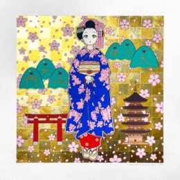Maiko in Springtime Kyoto (golden version) by Takashi Murakami at Vogtle Contemporary