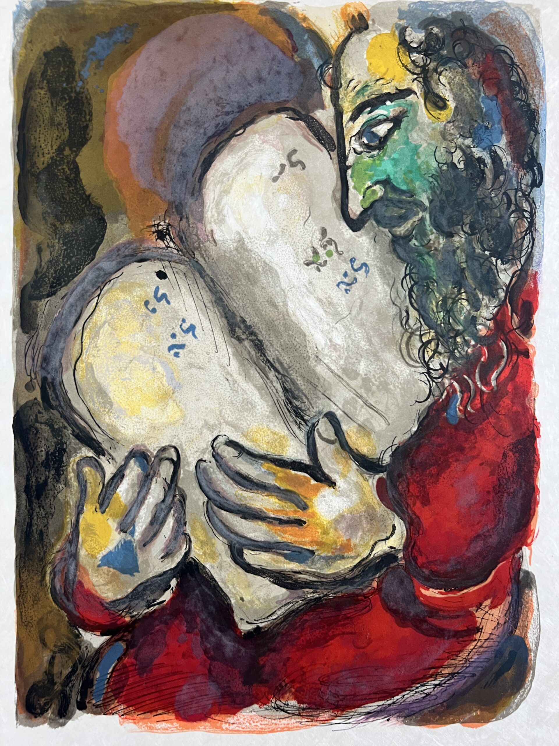 He wrote in the Tables the wordes of the covenant, even the Ten Commandments by Marc Chagall