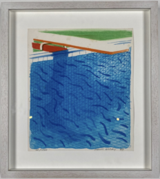 Pool Made with Paper and Blue Ink by David Hockney at Sims Reed Gallery (IFPDA)