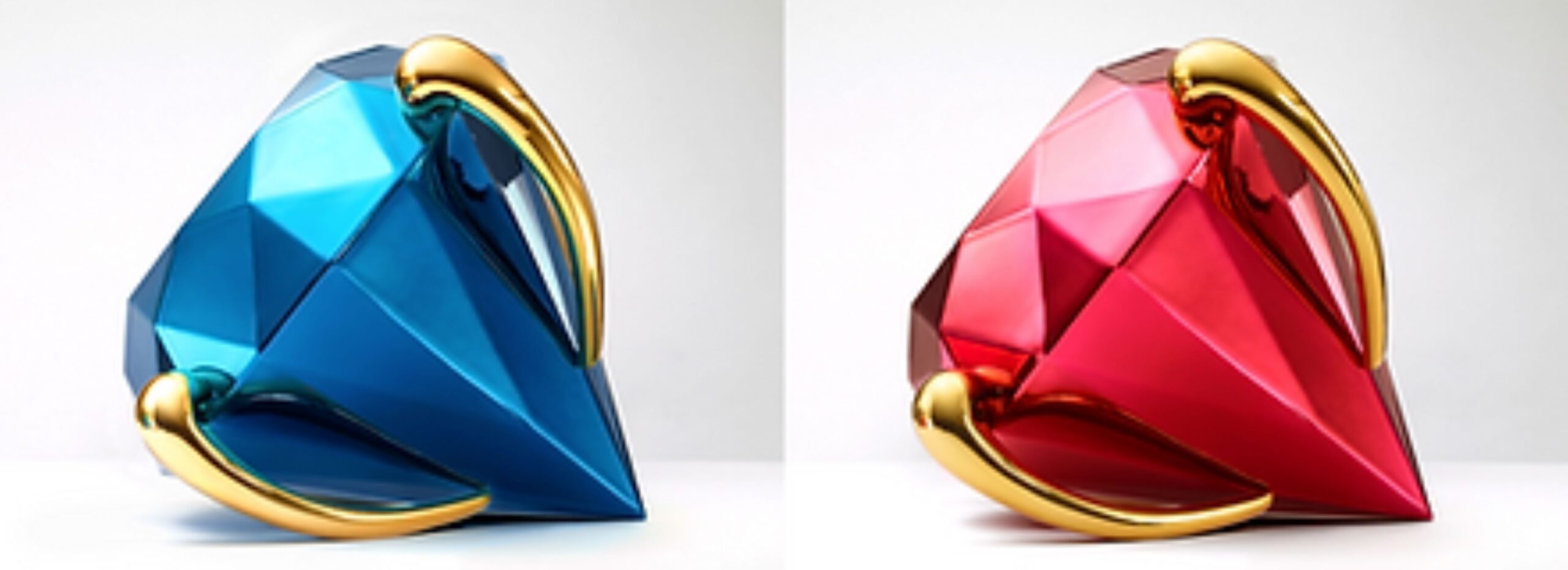 The Pair of Diamond Sculptures – Red and Blue by Jeff Koons