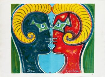 Double profil d’hommes béliers by Jean Cocteau at Epicentrum Art Gallery