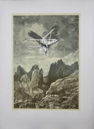 Flying man and the ape of nature (from the Dante’s Inferno set) by Tom Phillips at Editions Graphiques Ltd