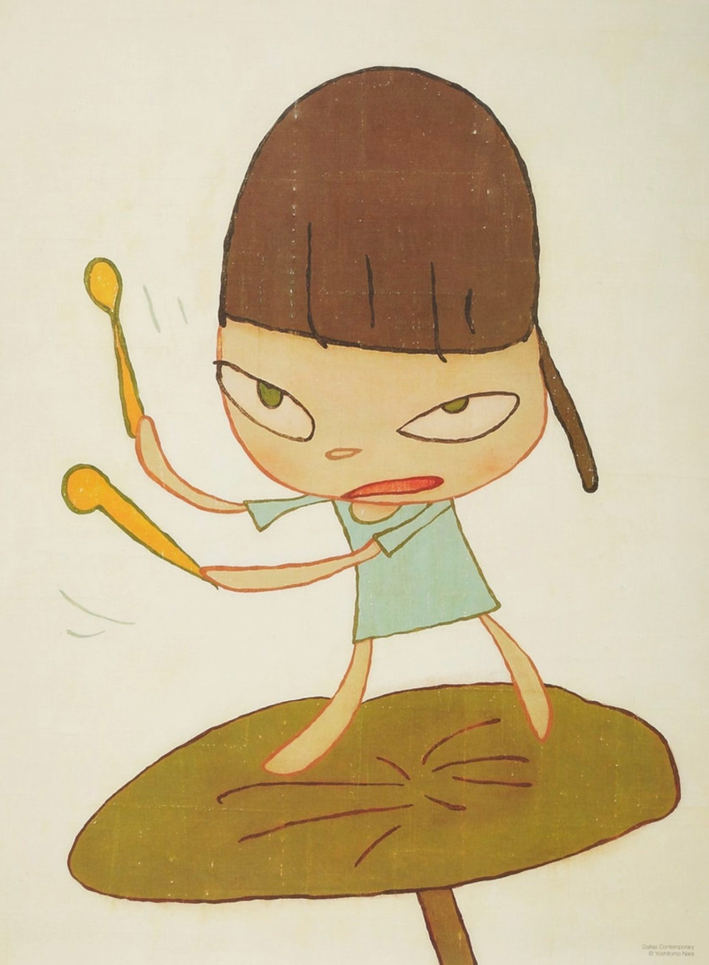 Yoshitomo Nara Marching On A Butterbur Leaf by Yoshitomo Nara