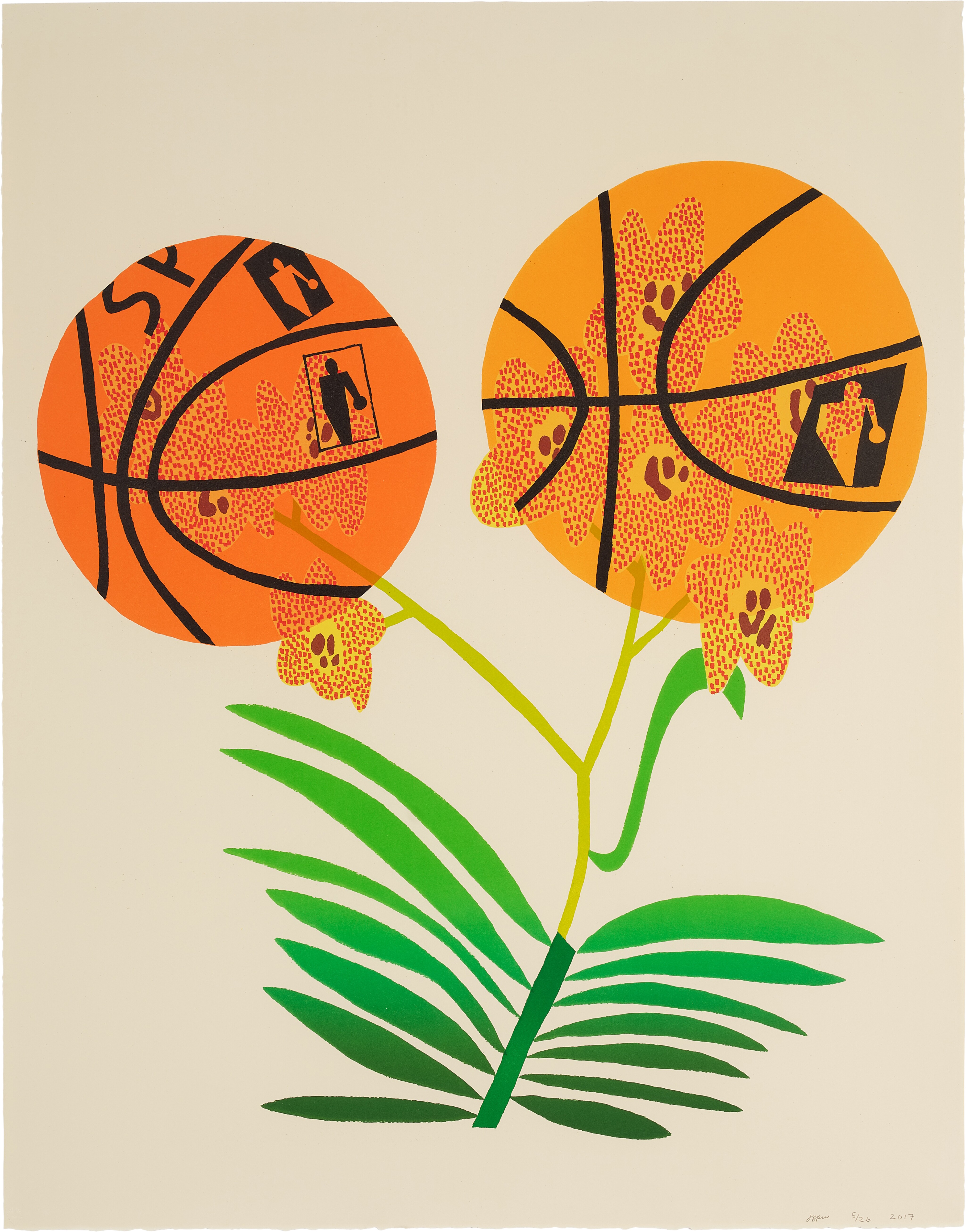 Double Basketball Orchid (State I) by Jonas Wood