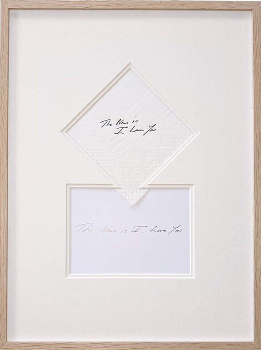 Tracey Emin The News Is I Love You, Oak Frame by Tracey Emin