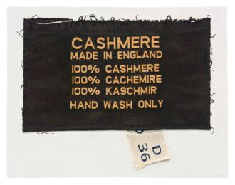 100% Cashmere, Made in England, Clothing Tag by Analia Saban at Mixografia
