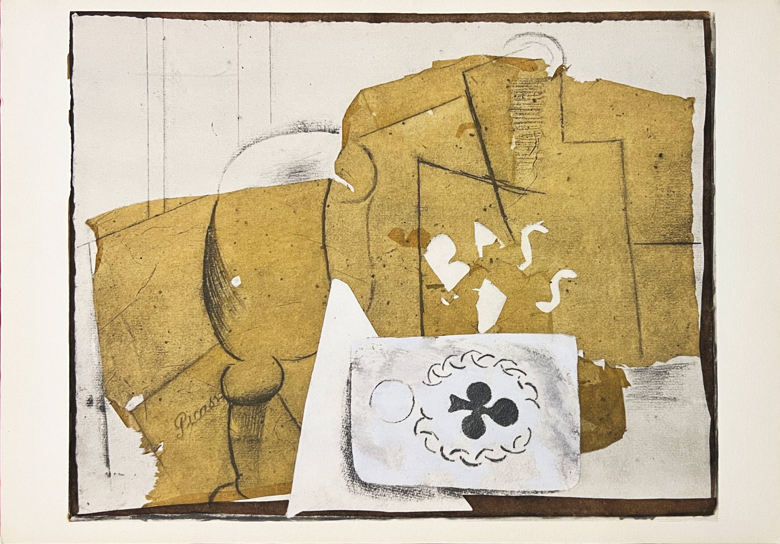 Bouteille, verre et cartes by Pablo Picasso