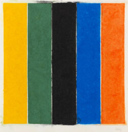 Colored Paper Image XIII (Yellow Green Black Blue Orange) by Ellsworth Kelly at Susan Sheehan Gallery
