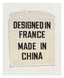 Designed in France, Made in China, Clothing Tag by Analia Saban at Mixografia