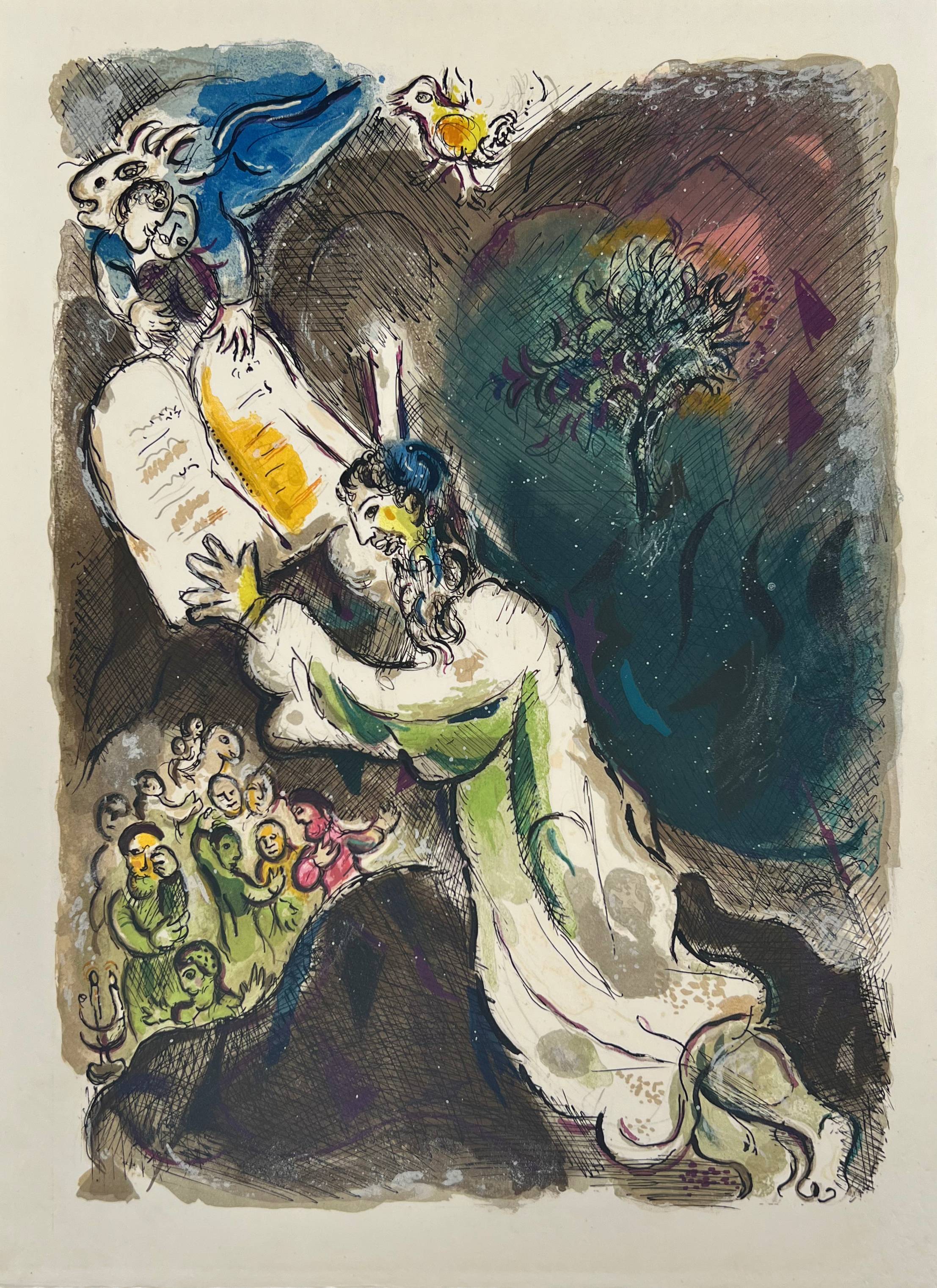 He gave him Two Tables of the Testimonie, even tables of stone, written with the finger of God by Marc Chagall