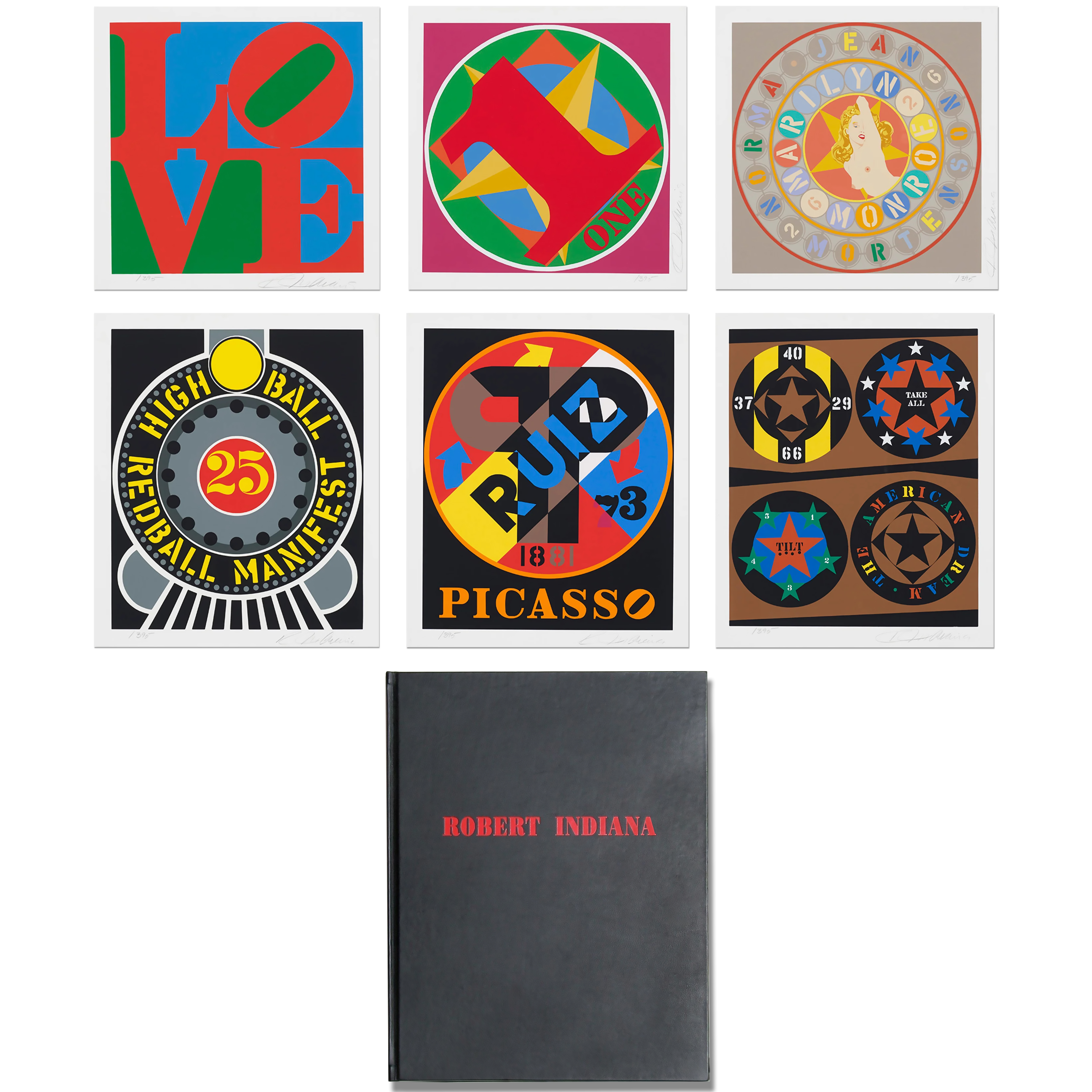The American Dream Portfolio (Love, Number One, Marilyn, High Ball Redball Manifest, Picasso, Tilt) by Robert Indiana