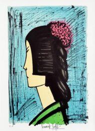 Japanese girl with flowery hairstyle by Bernard Buffet at Epicentrum Art Gallery