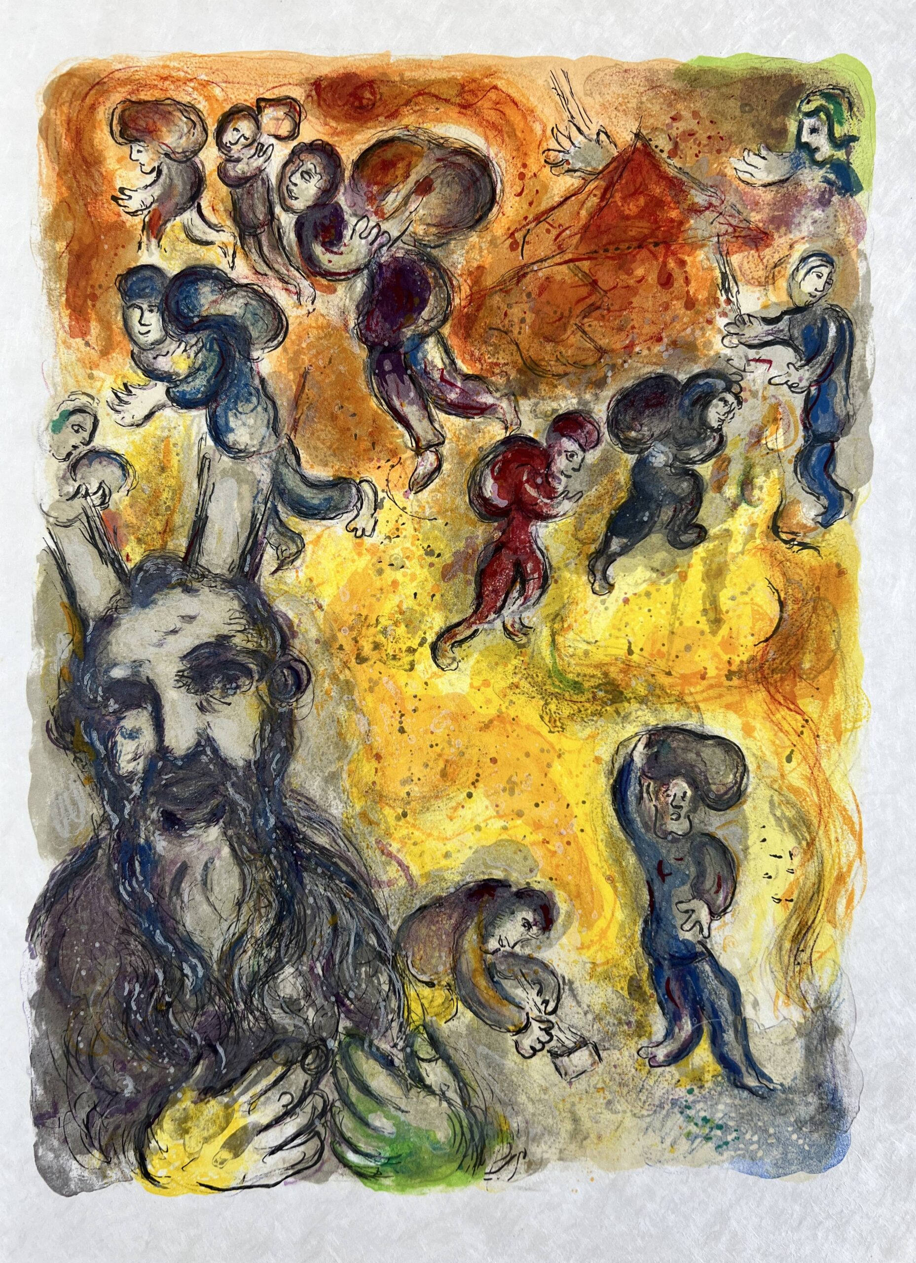 And in those dayes, when Moses was growen, he went foorth unto his brethren, and looked on theirR... by Marc Chagall