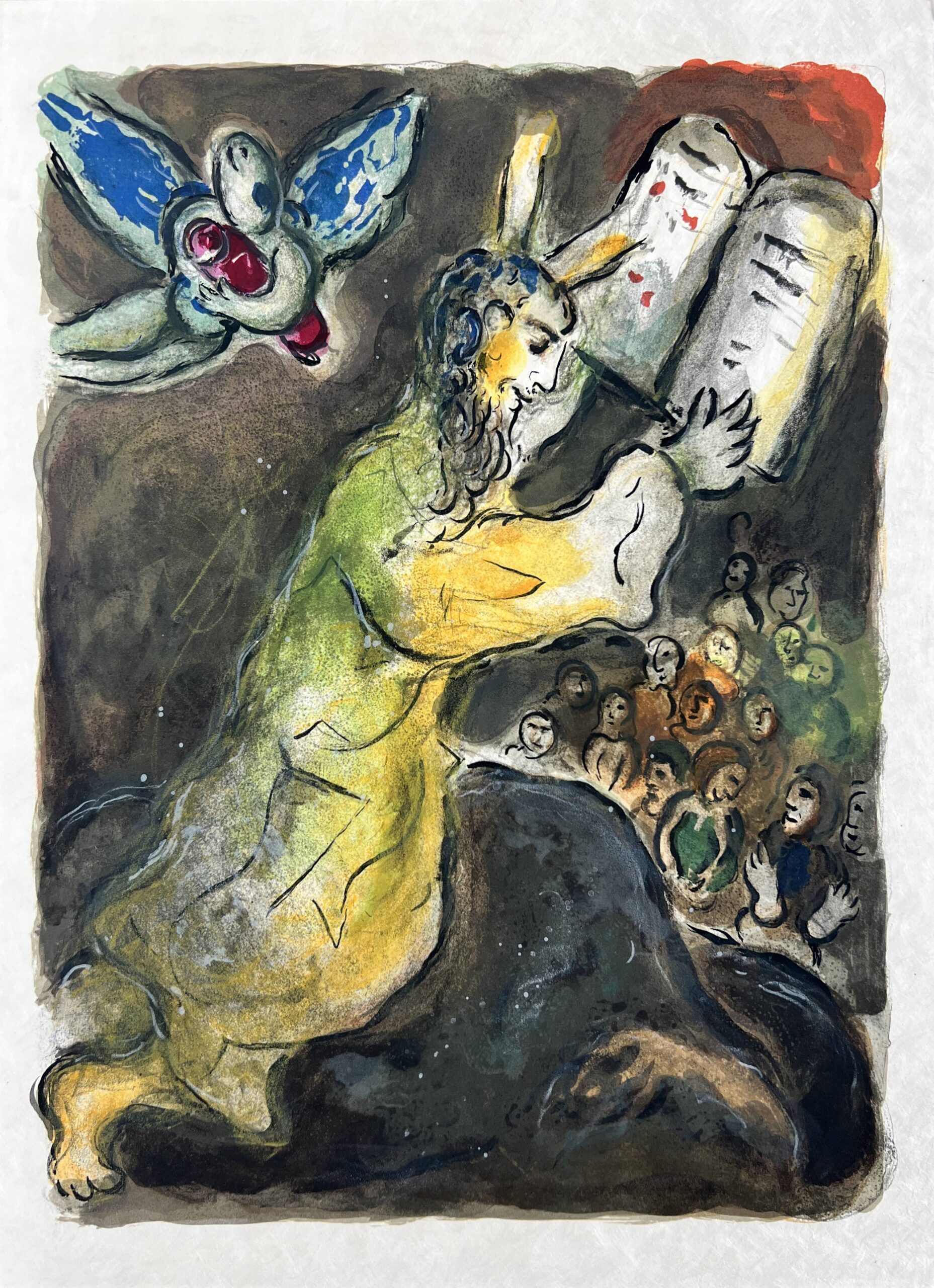 Then Moses assembled all the Congregation of the children of Israel, and sayde unto them… by Marc Chagall
