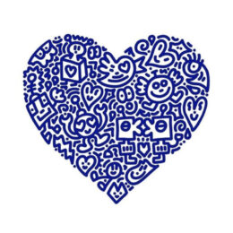 Mr Doodle Pop Heart – Robot Kiss by Mr Doodle at Clifton Gallery