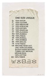 One Size Unique, 100% Cotton, Clothing Tag by Analia Saban at Mixografia