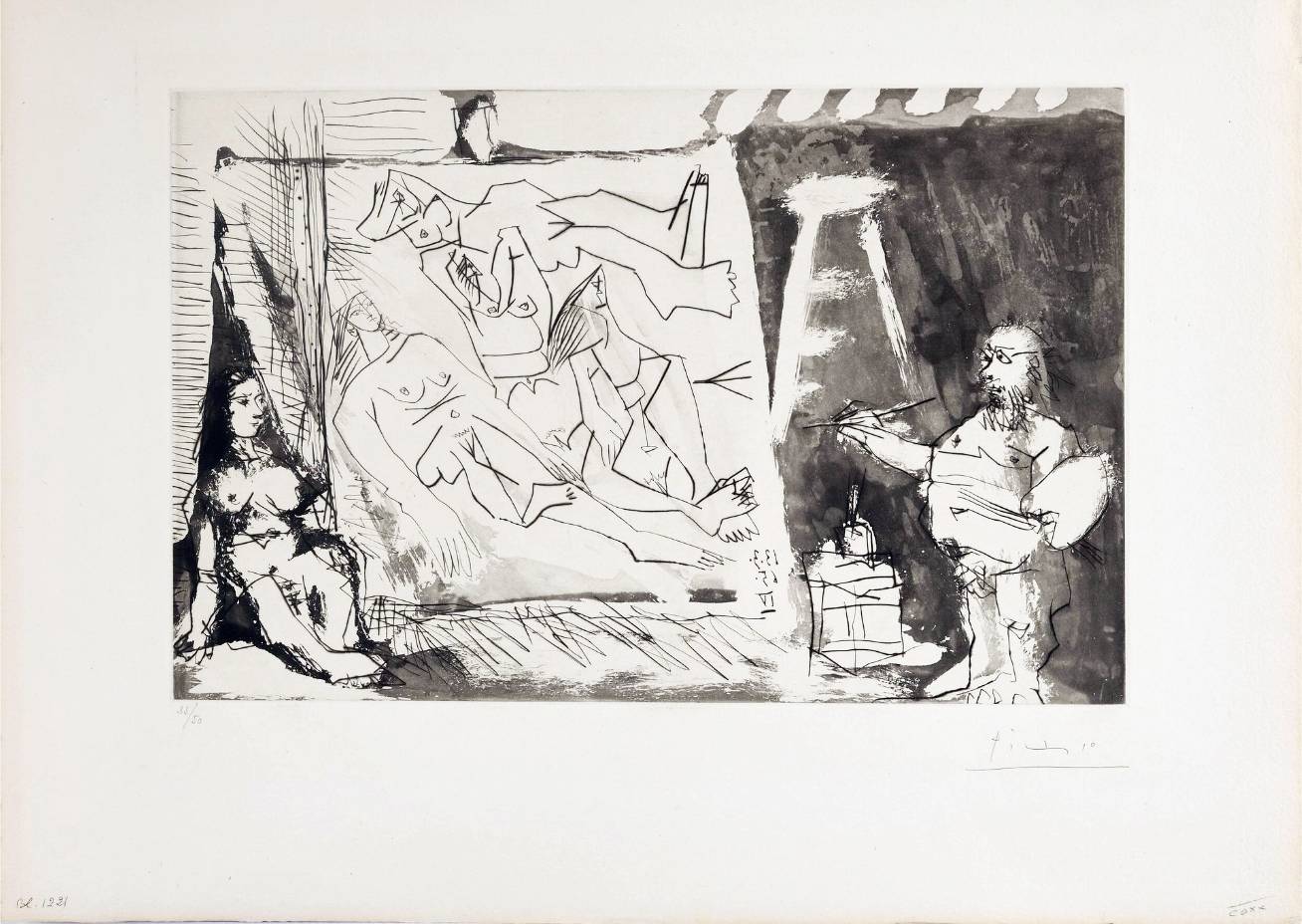 Peintre et sa toile avec modèle assis by Pablo Picasso