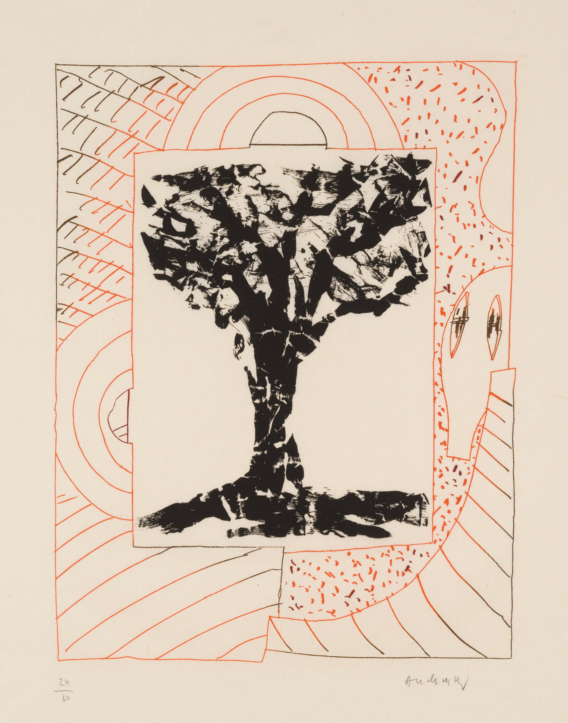 Arbre Central à l’orange by Pierre Alechinsky