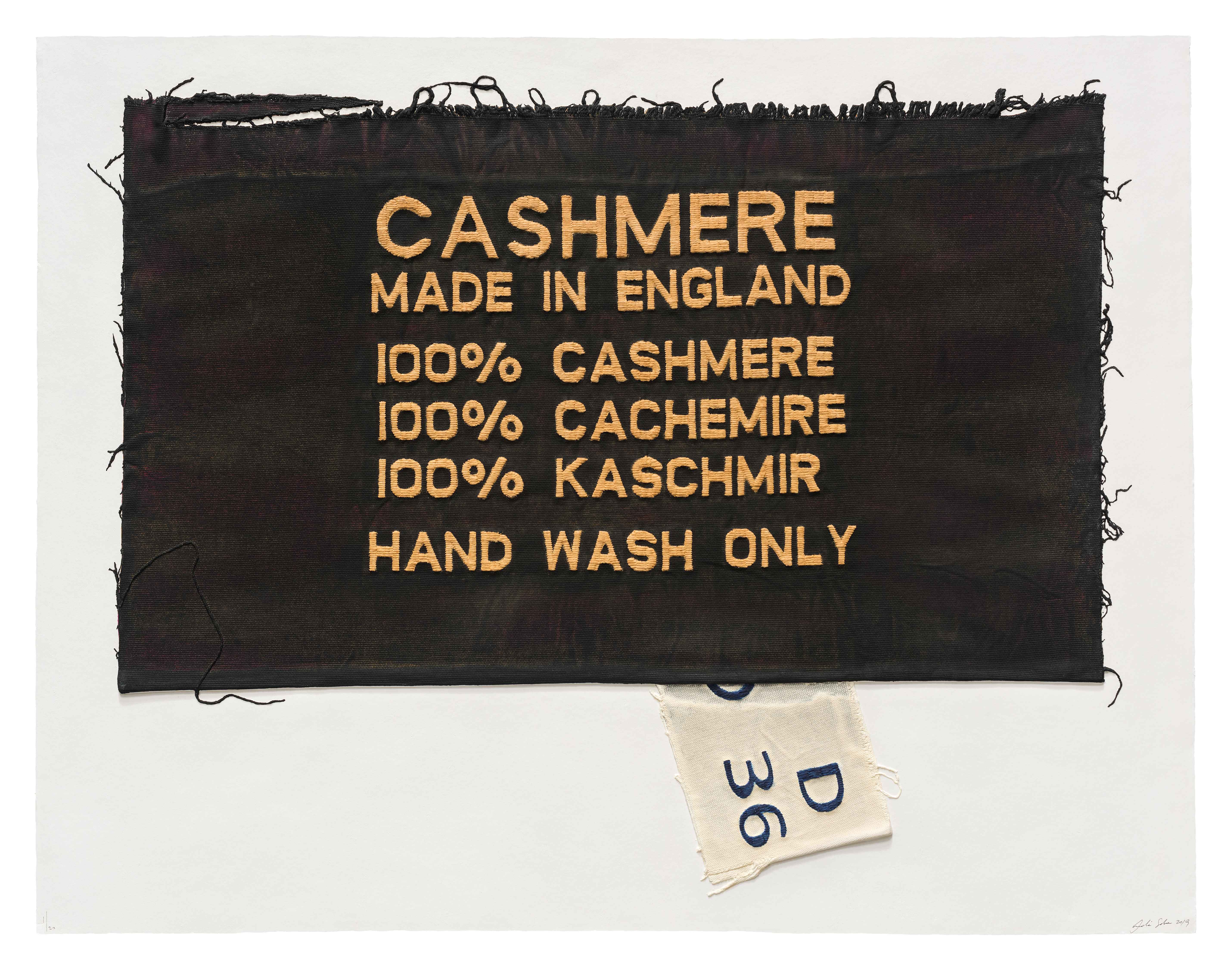 100% Cashmere, Made in England, Clothing Tag by Analia Saban