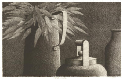 Still life w/bottle by Robert Kipniss at ebo Gallery