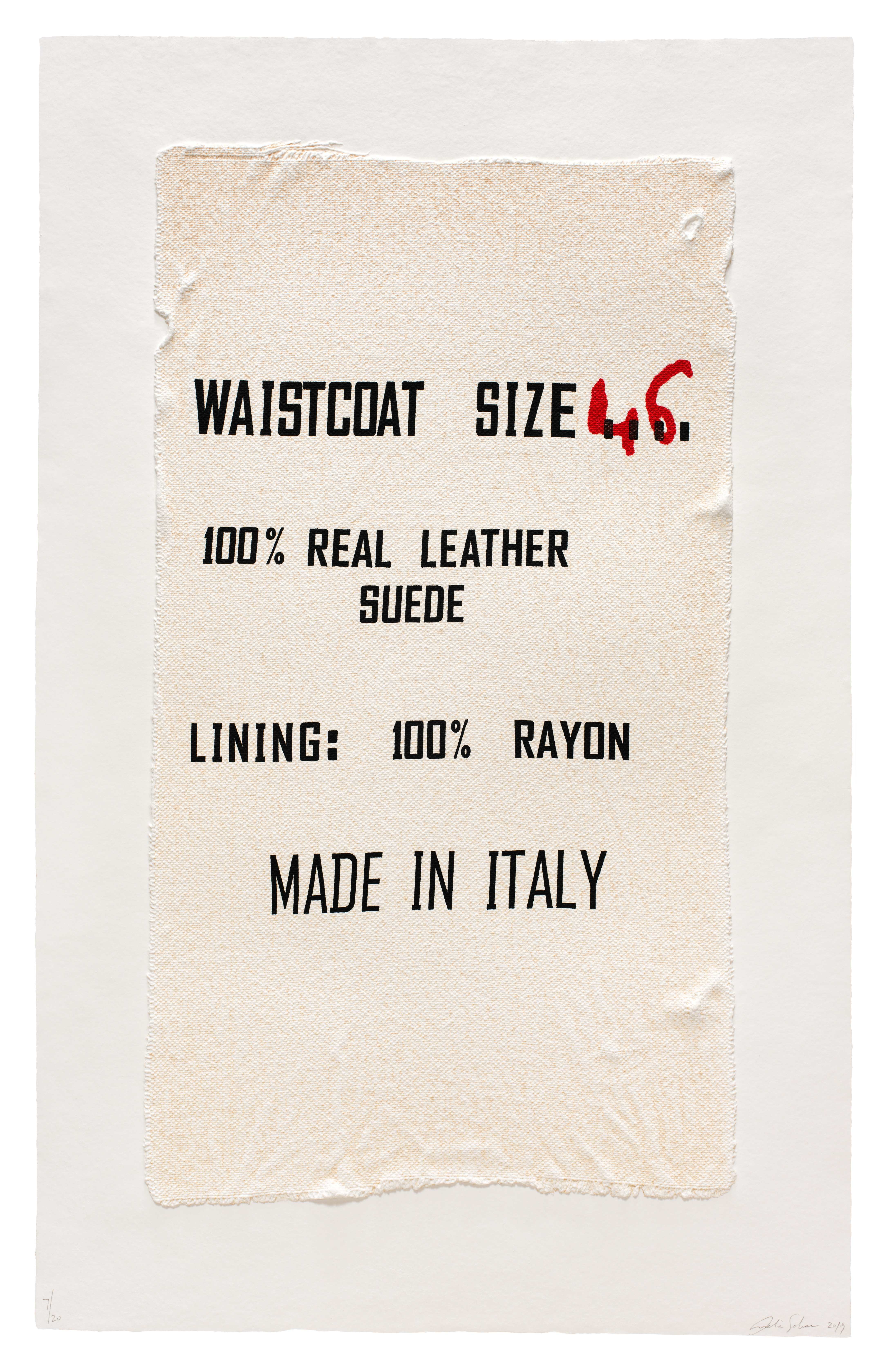 Waistcoat Size 46, Made in Italy, Clothing Tag by Analia Saban