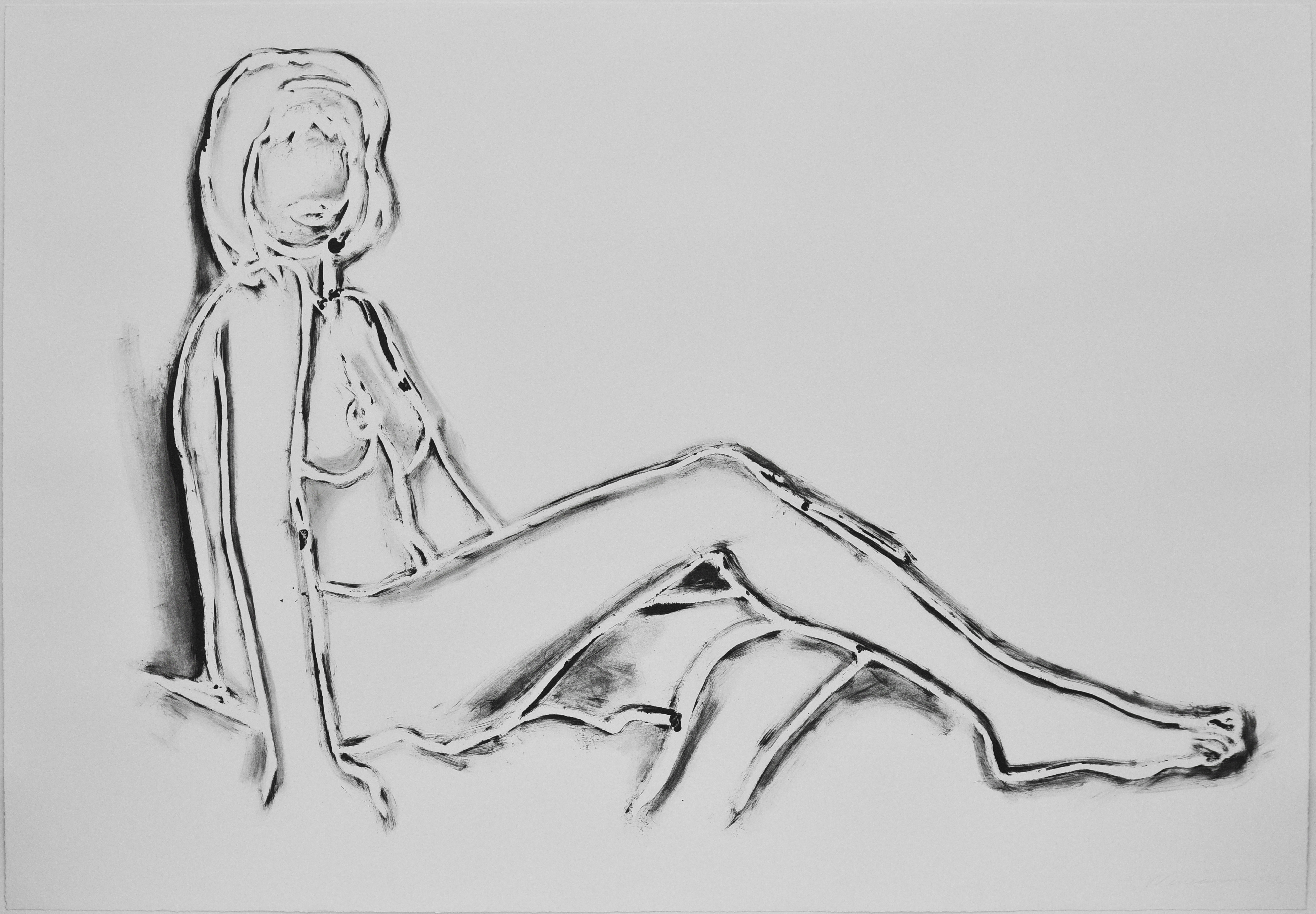 Monica sitting, one leg on the other by Tom Wesselmann