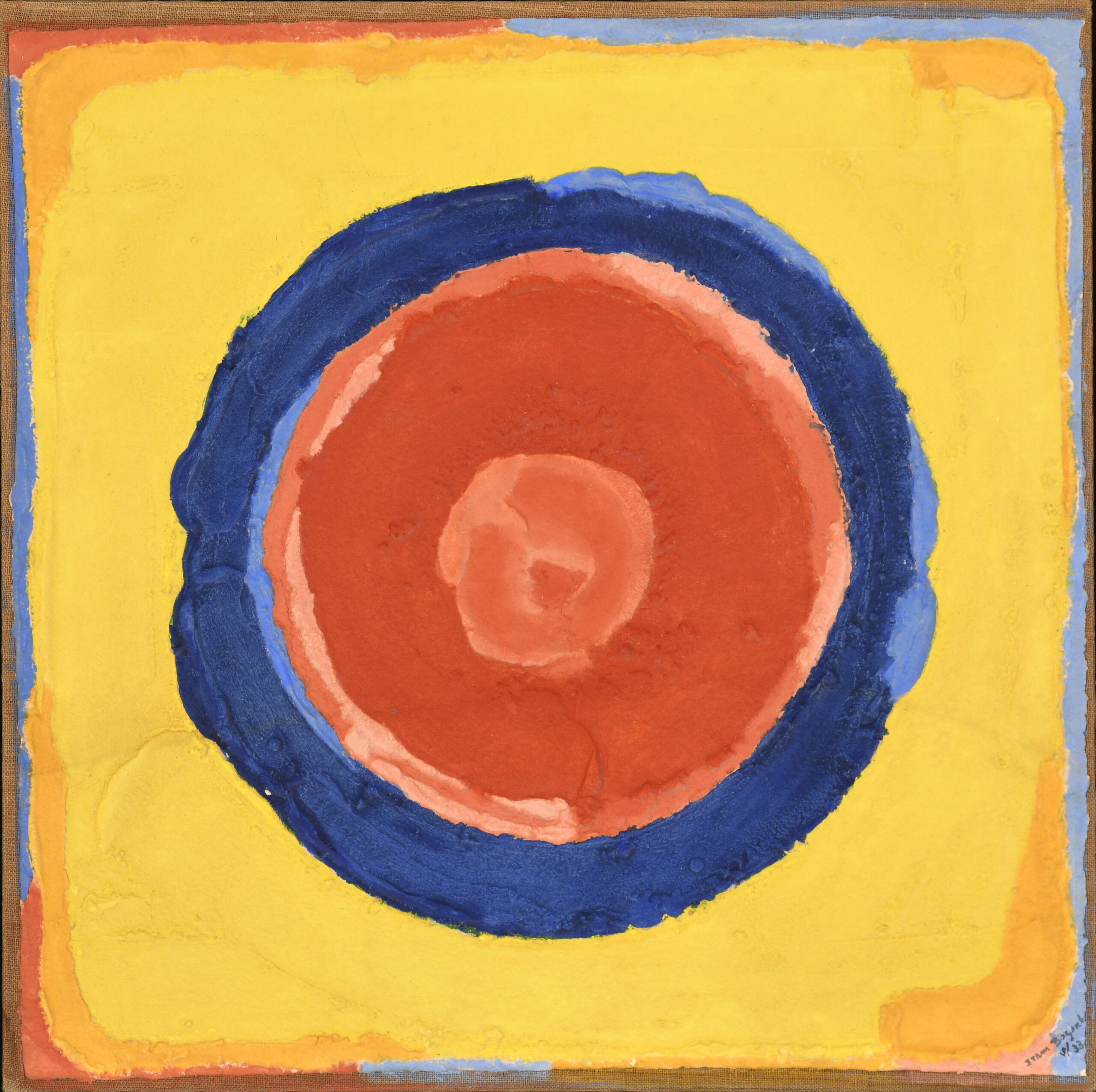 Red on Blue on Yellow by Bram Bogart