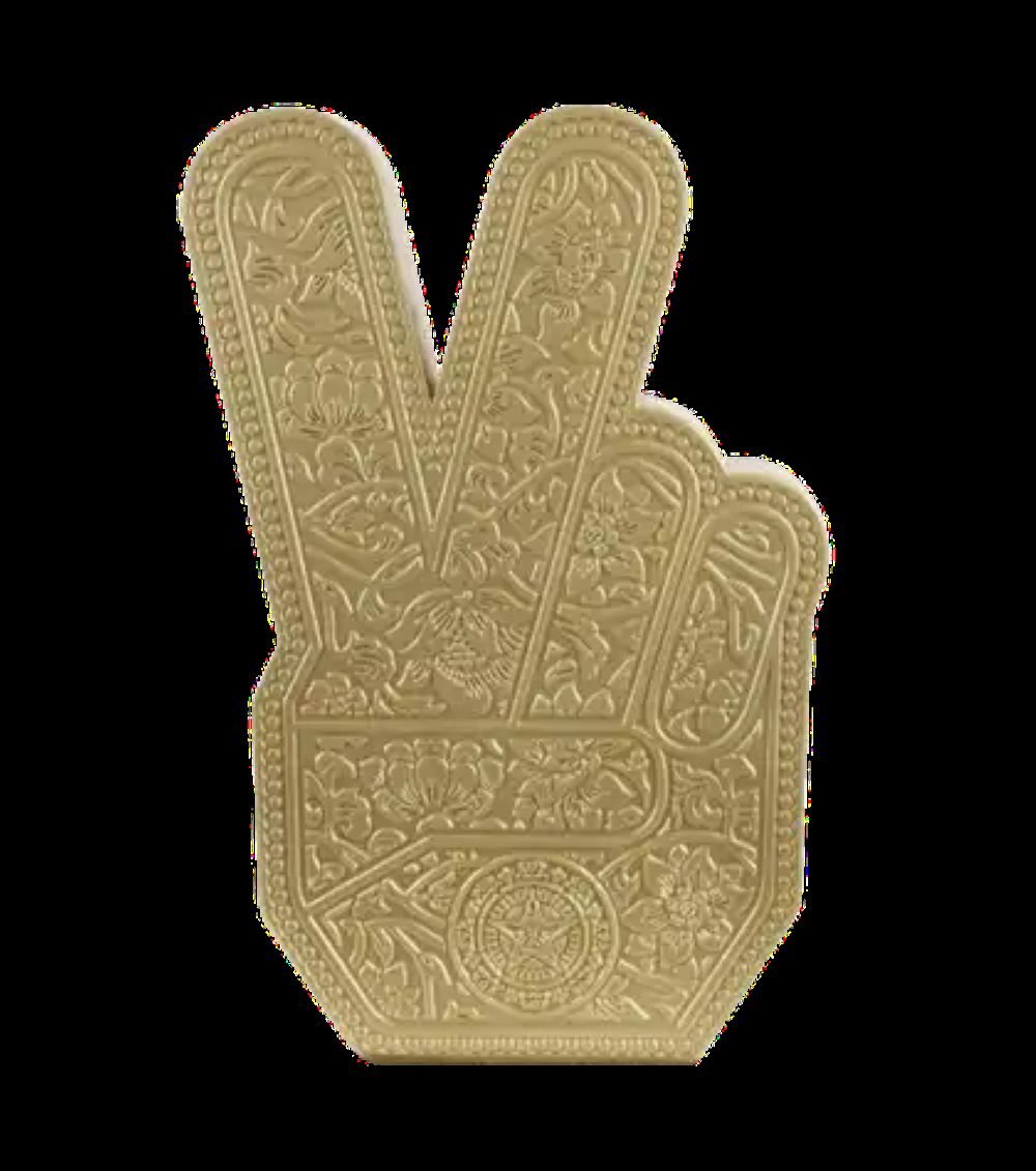 Peace Fingers (Gold) by Shepard Fairey