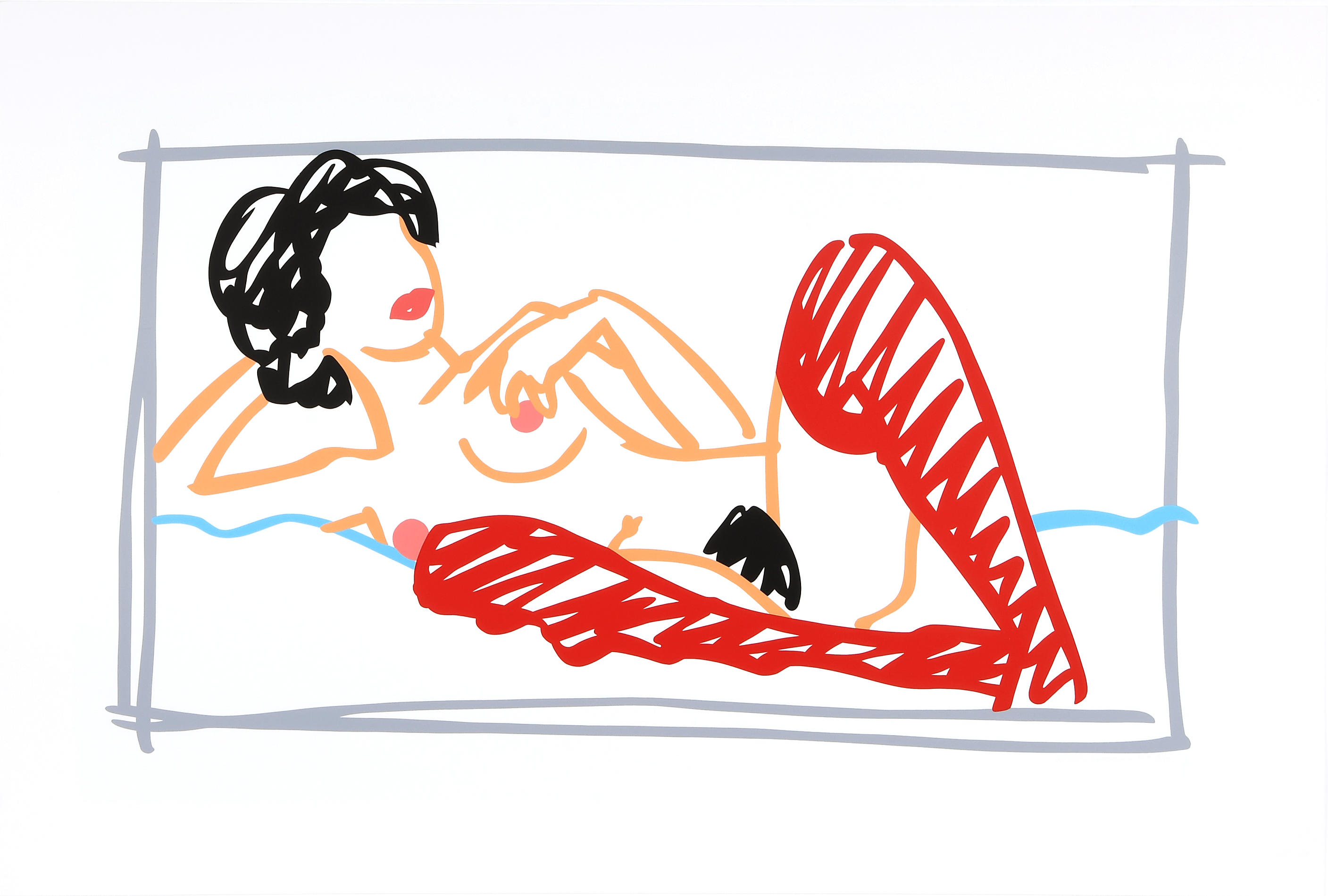 Fast Sketch Red Stocking Nude by Tom Wesselmann
