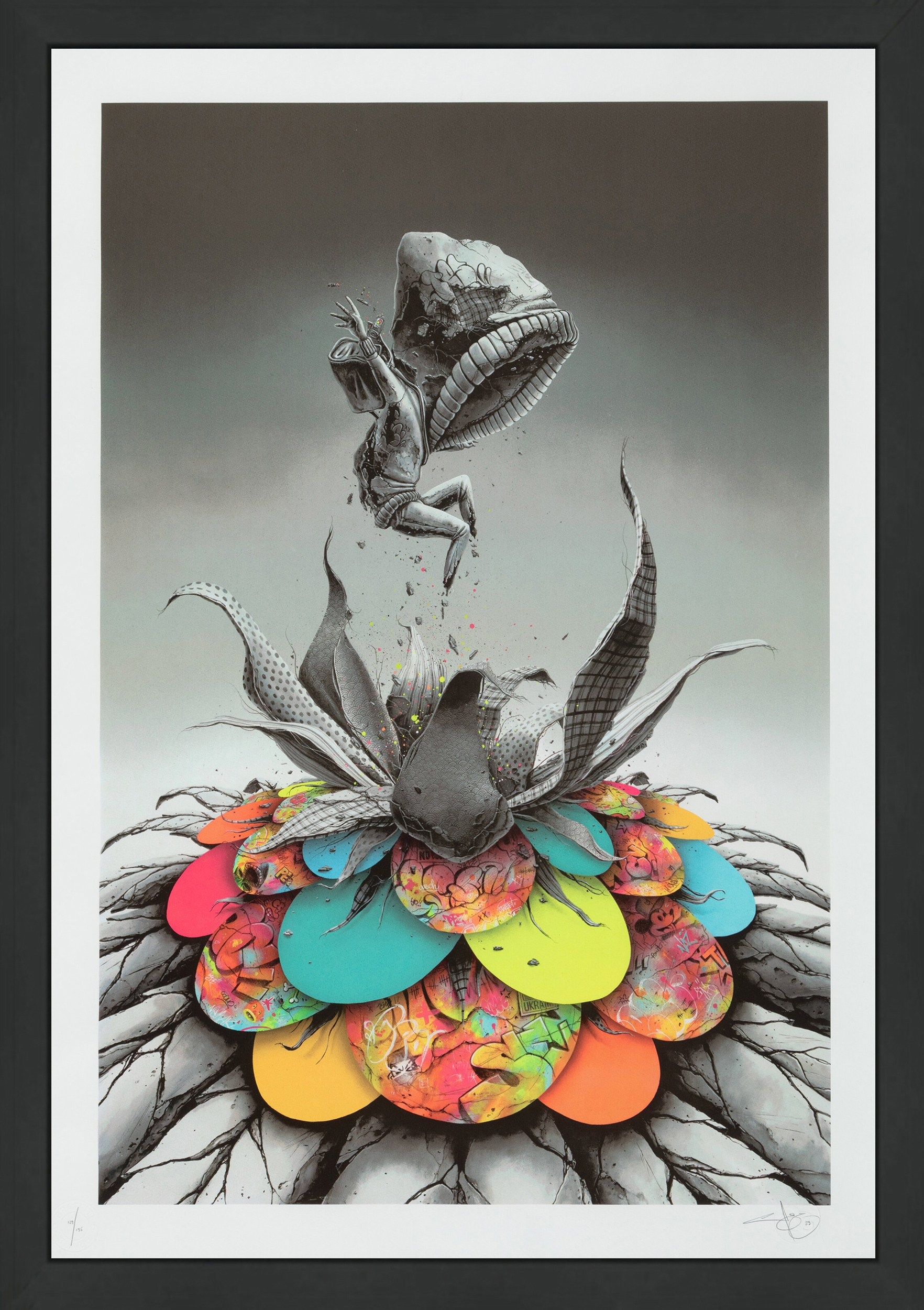Bloom Boom (framed hand signed screen print) by Pez