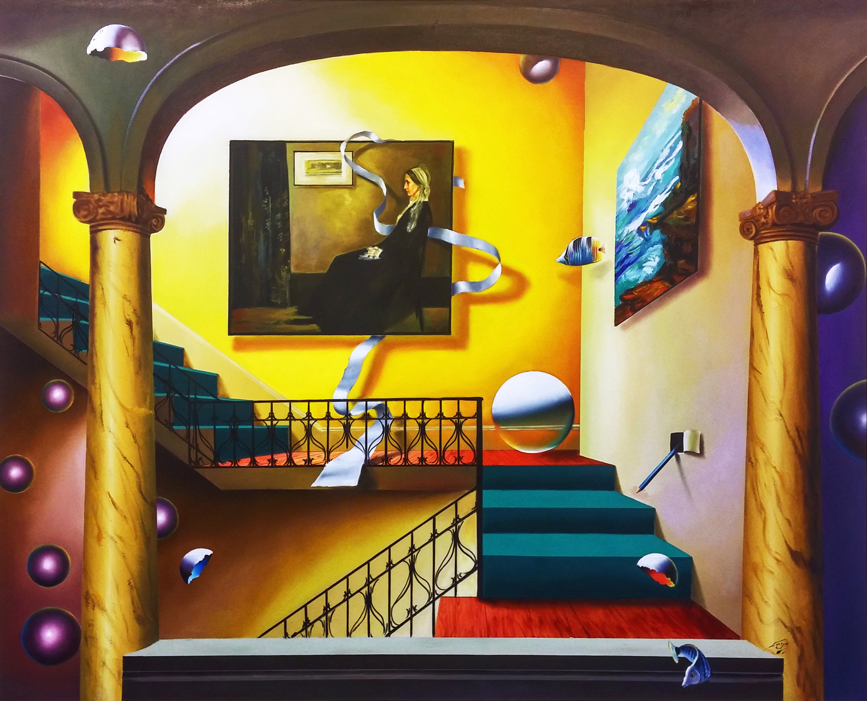 Mother (Homage To Whistler), huge original painting on canvas by Ferjo