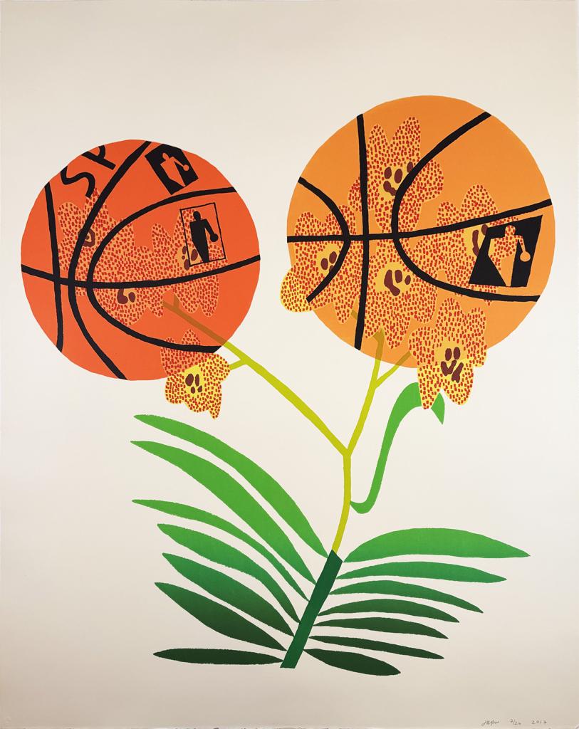 Double Basketball Orchid (State I) by Jonas Wood